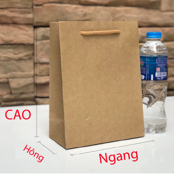Minh họa cách đo kích thước túi giấy: cao, ngang, hông